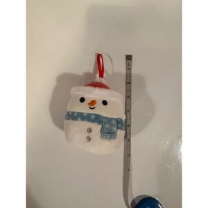 Squishmallow Snowman Ornament Plush‎ Red Hat Scarf Blue Snowflake Christmas